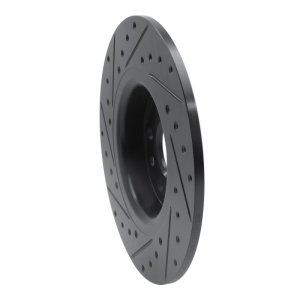 Jaguar E-Pace Brake Rotor (1) - Rear Right - R1 Concepts - Drilled & Slotted - Black - `15-`20